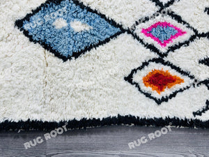 Vibrant Moroccan Azilal Rug | Handwoven Wool with Colorful Diamond Motifs