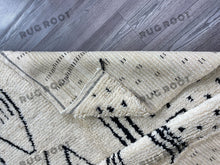Load image into Gallery viewer, Handcrafted Moroccan Art | Abstract Berber Rug with Bold Black Lines on Ivory Wool
