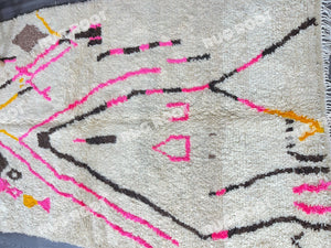 Moroccan Modern | Handwoven Azilal Rug with Pink and Black Accents