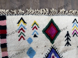 Moroccan Blue Rhapsody | Handwoven Beni Ourain Rug in Vibrant Hues | Genuine Lambswool