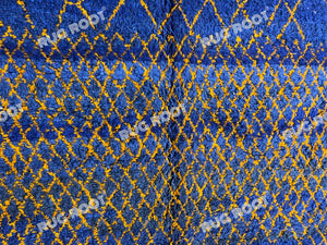Vintage Moroccan Rhapsody | Large Blue Boujaad Berber Rug in Sumptuous Wool