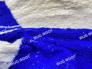 Handcrafted Moroccan Serenity | Unique Blue and White Berber Rug for Bohemian Spaces