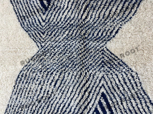 Modern Moroccan Retreat | Handwoven Wool Beni Ourain Rug with Indigo Accents