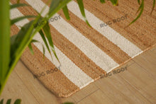 Load image into Gallery viewer, Natural Jute Striped Rug with White Accents
