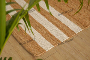 Natural Jute Striped Rug with White Accents
