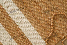 Load image into Gallery viewer, Natural Jute Striped Rug with White Accents
