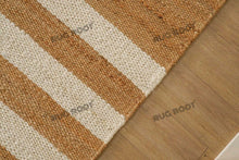 Load image into Gallery viewer, Natural Jute Striped Rug with White Accents
