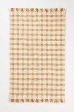 Load image into Gallery viewer, Handwoven Jute &amp; Wool Rug with Gingham Check Pattern in Natural &amp; White – Flatweave
