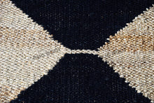 Load image into Gallery viewer, Handwoven Jute &amp; Black Diamond Pattern Runner – Natural &amp; Black
