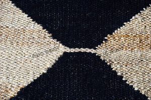 Handwoven Jute & Black Diamond Pattern Runner – Natural & Black