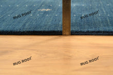 Load image into Gallery viewer, Coastal Chic | Modern Gabbeh Rug in Deep Blue with Subtle Embroidered Accents
