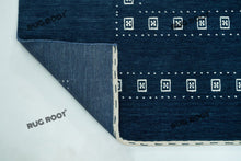Load image into Gallery viewer, Minimalist Tribal Charm | Blue Gabbeh Rug with White Border for Serene Living Spaces

