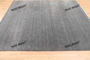 Modern Minimalist | Handwoven Charcoal Wool Gabbeh Rug with Subtle Texture