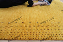 Load image into Gallery viewer, Elegant Hand-Knotted Gabbeh Rug - Warm Amber Hue with Intricate Borders

