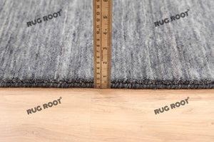 Modern Minimalist | Handwoven Charcoal Wool Gabbeh Rug with Subtle Texture