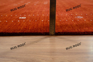 Handcrafted Simplicity | Oversized Gabbeh Rug in Burnt Sienna with Minimalist Design