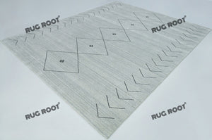 Modern Minimalist Rug | Handwoven Grey Area Gabbeh Rug with Simple Geometric Pattern