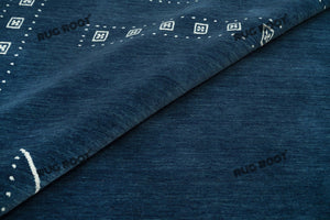 Minimalist Tribal Charm | Blue Gabbeh Rug with White Border for Serene Living Spaces