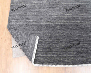 Modern Minimalist | Handwoven Charcoal Wool Gabbeh Rug with Subtle Texture