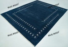 Load image into Gallery viewer, Minimalist Tribal Charm | Blue Gabbeh Rug with White Border for Serene Living Spaces
