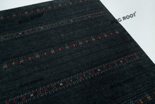 Load image into Gallery viewer, Tribal Elegance | Handwoven Charcoal Gabbeh Rug with Geometric Motifs
