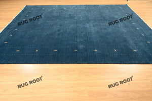 Coastal Chic | Modern Gabbeh Rug in Deep Blue with Subtle Embroidered Accents