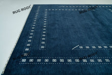 Load image into Gallery viewer, Minimalist Tribal Charm | Blue Gabbeh Rug with White Border for Serene Living Spaces

