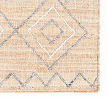 Load image into Gallery viewer, Handwoven Jute &amp; Wool Rug with Diamond Pattern in Natural &amp; Gray – Flatweave
