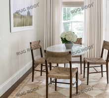 Load image into Gallery viewer, Handwoven Jute &amp; Wool Rug with Diamond Checkered Pattern in Natural Beige – Flatweave
