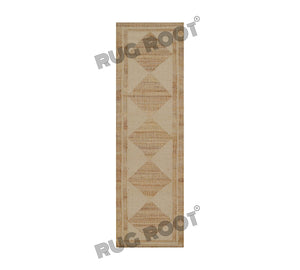 Handwoven Jute & Wool Rug with Diamond Checkered Pattern in Natural Beige – Flatweave
