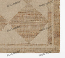 Load image into Gallery viewer, Handwoven Jute &amp; Wool Rug with Diamond Checkered Pattern in Natural Beige – Flatweave
