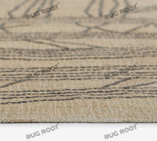 Load image into Gallery viewer, Handwoven Wool &amp; Jute Rug with Abstract Linear Pattern – Natural &amp; Black Flatweave
