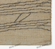 Load image into Gallery viewer, Handwoven Wool &amp; Jute Rug with Abstract Linear Pattern – Natural &amp; Black Flatweave
