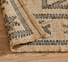 Load image into Gallery viewer, Handwoven Jute &amp; Wool Rug with Vintage Medallion Design - Beige &amp; Charcoal
