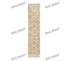 Load image into Gallery viewer, Handwoven Wool &amp; Jute Rug with Geometric Diamond Pattern in Natural &amp; Beige – Flatweave
