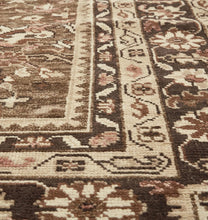 Load image into Gallery viewer, Floral Distressed Carpet | Antique Hand-Knotted Persian Rug in Deep Brown

