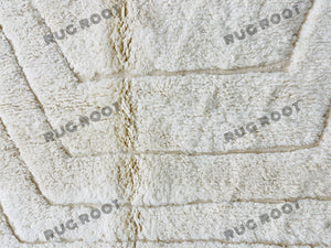 Bohemian Chic Rug | Handwoven Moroccan Wool in Creamy White with Graphic Accents