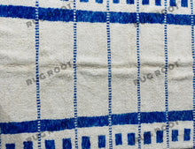 Load image into Gallery viewer, Bohemian Chic Rug | Handwoven White Beni Ourain with Sapphire Stripes

