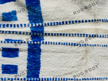Load image into Gallery viewer, Bohemian Chic Rug | Handwoven White Beni Ourain with Sapphire Stripes
