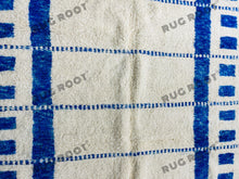 Load image into Gallery viewer, Bohemian Chic Rug | Handwoven White Beni Ourain with Sapphire Stripes
