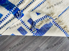 Load image into Gallery viewer, Bohemian Chic Rug | Handwoven White Beni Ourain with Sapphire Stripes
