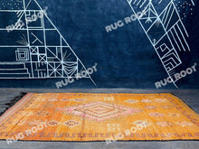 Load image into Gallery viewer, Vintage Moroccan Rug | Handwoven Orange Wool with Geometric Berber Motifs
