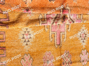 Vintage Moroccan Rug | Handwoven Orange Wool with Geometric Berber Motifs