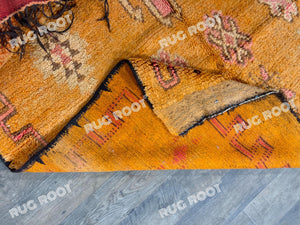 Vintage Moroccan Rug | Handwoven Orange Wool with Geometric Berber Motifs