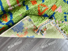 Load image into Gallery viewer, Handcrafted Moroccan Artistry | Azilal Rug in Lively Lime Green with Colorful Accents

