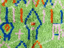 Load image into Gallery viewer, Handcrafted Moroccan Artistry | Azilal Rug in Lively Lime Green with Colorful Accents
