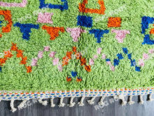 Load image into Gallery viewer, Handcrafted Moroccan Artistry | Azilal Rug in Lively Lime Green with Colorful Accents
