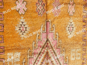 Vintage Moroccan Rug | Handwoven Orange Wool with Geometric Berber Motifs