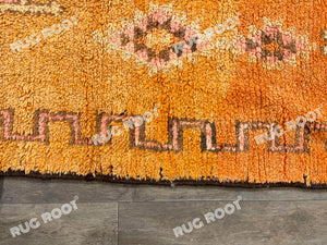Vintage Moroccan Rug | Handwoven Orange Wool with Geometric Berber Motifs