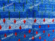 Load image into Gallery viewer, Vivid Blue Moroccan Azilal Rug | Handwoven Wool Art with Red Diamond Motifs
